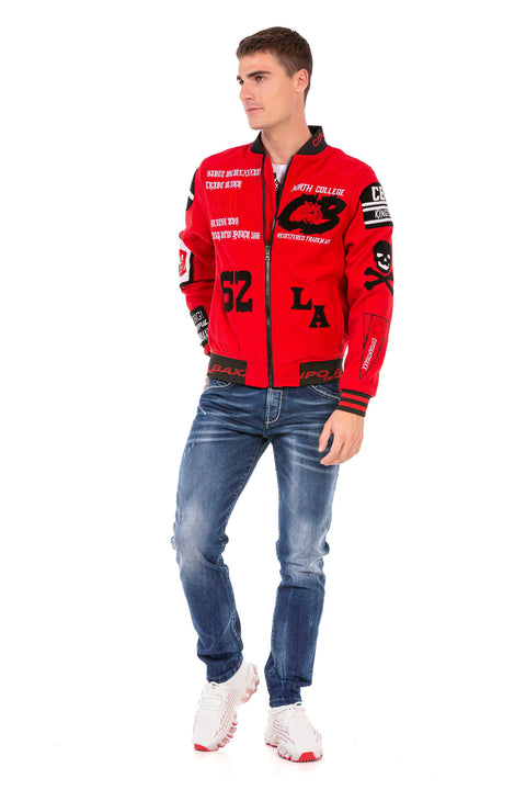 CJ274 Embroidered Stamp College Men's Coat