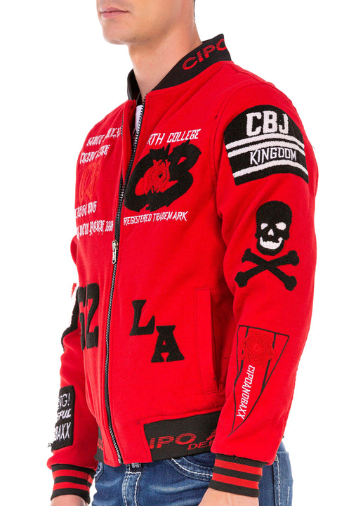 CJ274 Embroidered Stamp College Men's Coat