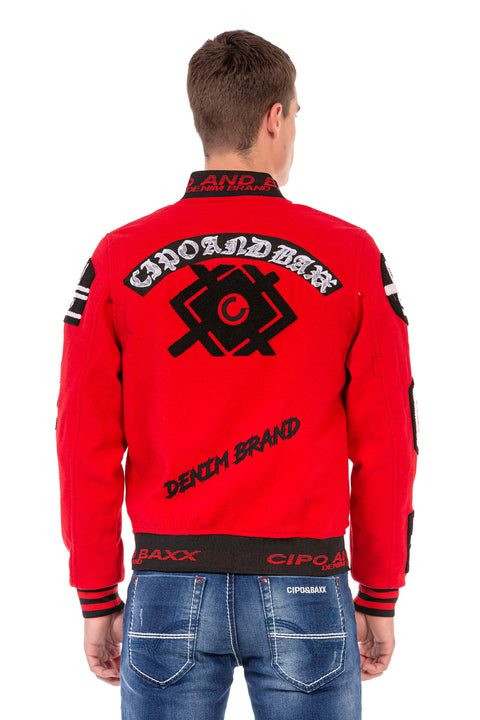 CJ274 Embroidered Stamp College Men's Coat