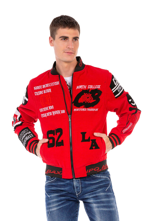 CJ274 Embroidered Stamp College Men's Coat