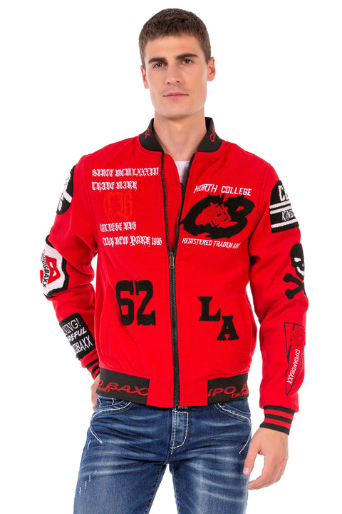 CJ274 Embroidered Stamp College Men's Coat