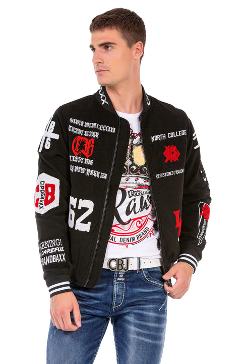 CJ274 Embroidered Stamp College Men's Coat