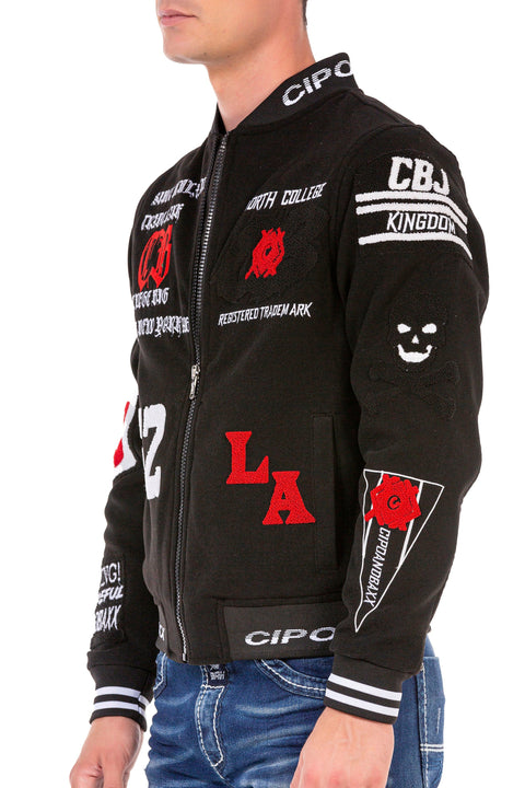 CJ274 Embroidered Stamp College Men's Coat