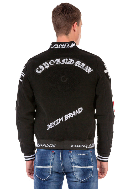 CJ274 Embroidered Stamp College Men's Coat
