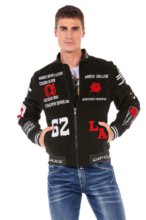 CJ274 Embroidered Stamp College Men's Coat