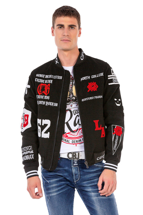CJ274 Embroidered Stamp College Men's Coat