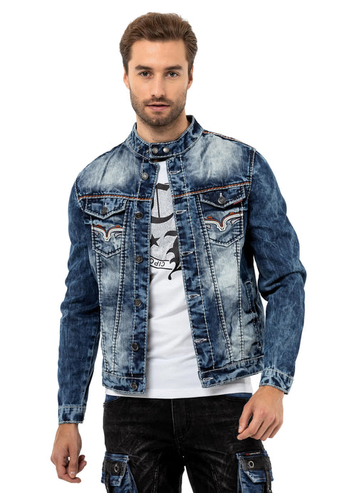 CJ279 Detailed Men's Jeans Jacket