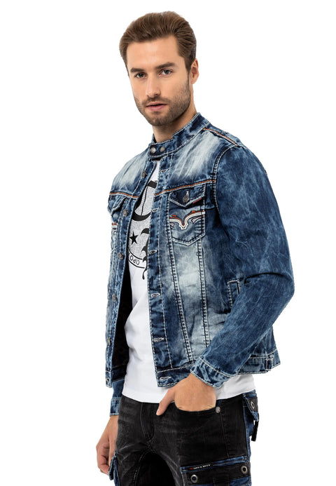CJ279 Detailed Men's Jeans Jacket