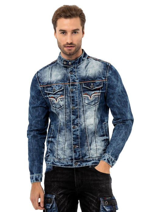 CJ279 Detailed Men's Jeans Jacket