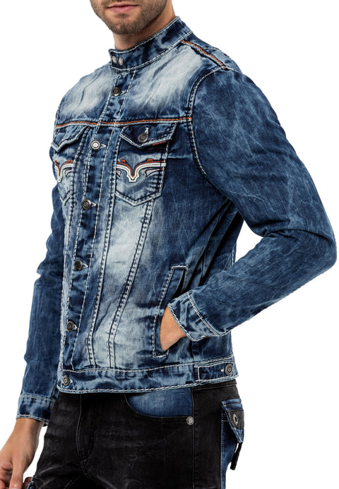 CJ279 Detailed Men's Jeans Jacket