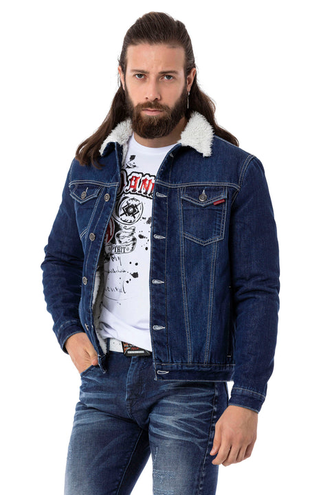 CJ294 Furry Men's Denim Jacket