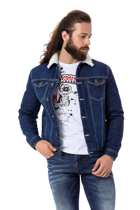 CJ294 Furry Men's Denim Jacket