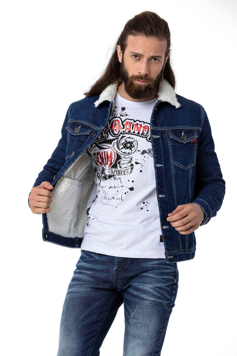 CJ294 Furry Men's Denim Jacket