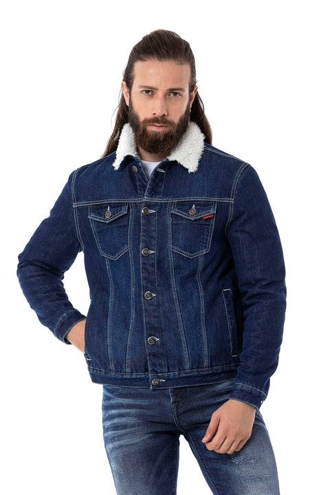 CJ294 Furry Men's Denim Jacket