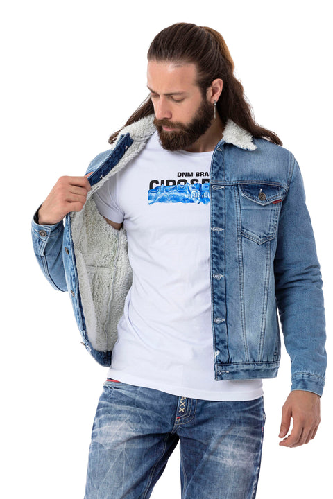 CJ294 Furry Men's Denim Jacket