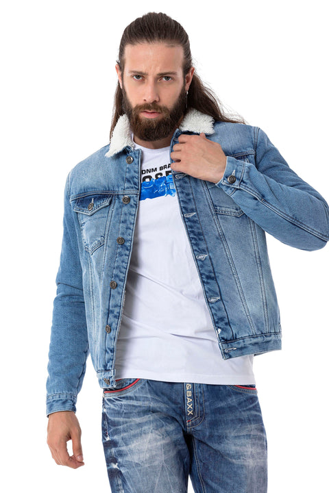 CJ294 Furry Men's Denim Jacket
