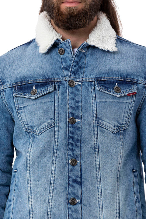 CJ294 Furry Men's Denim Jacket