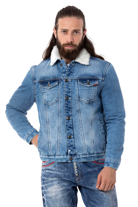 CJ294 Furry Men's Denim Jacket