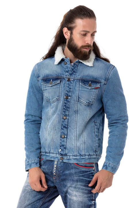 CJ294 Furry Men's Denim Jacket