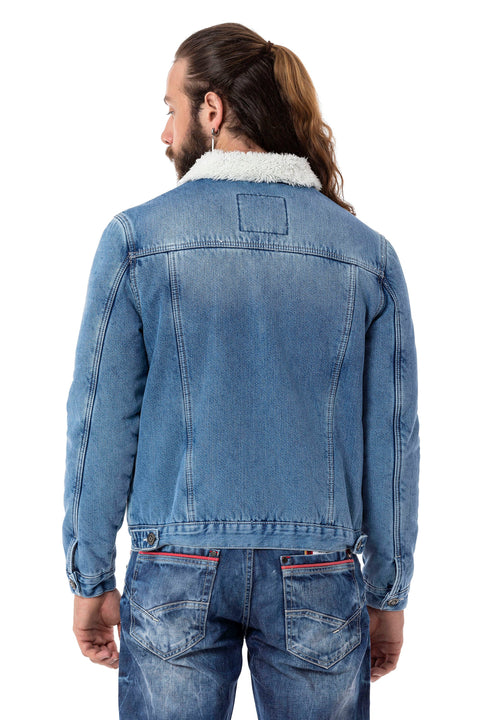 CJ294 Furry Men's Denim Jacket