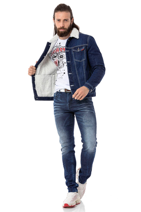 CJ294 Furry Men's Denim Jacket