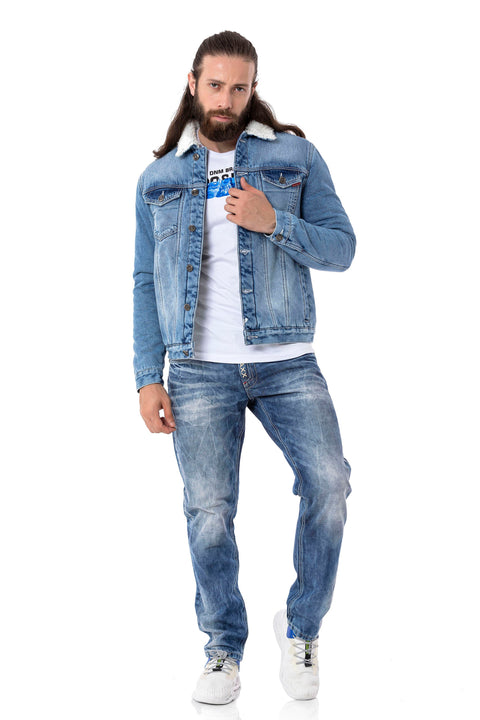 CJ294 Furry Men's Denim Jacket