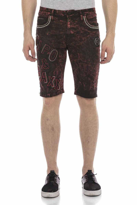 CK207 Pied Shiny Metallic Denim Shorts