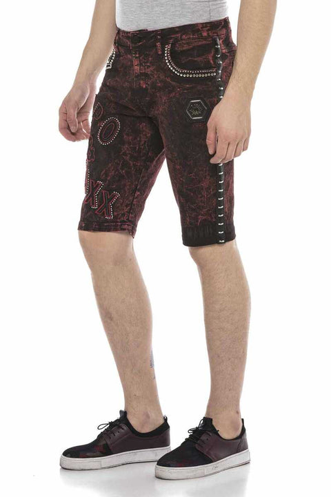 CK207 Pied Shiny Metallic Denim Shorts