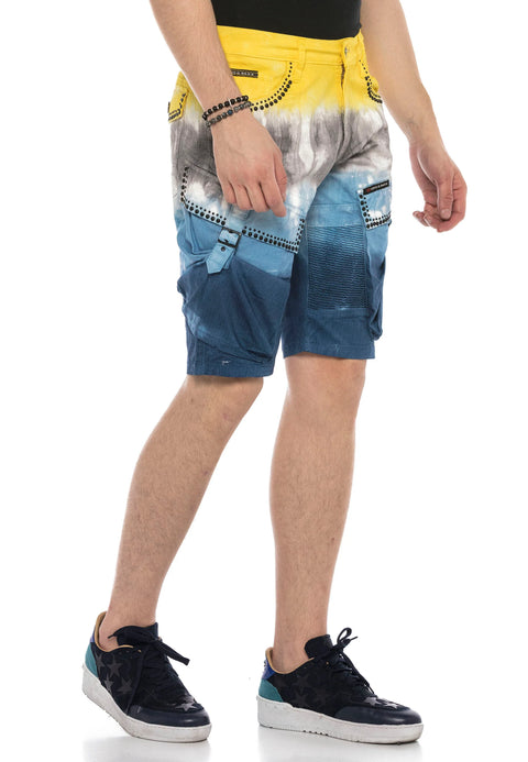 CK211 Cargo Buckle Pocket Denim Capri Shorts
