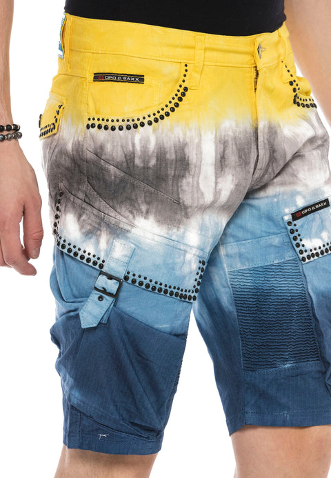 CK211 Cargo Buckle Pocket Denim Capri Shorts