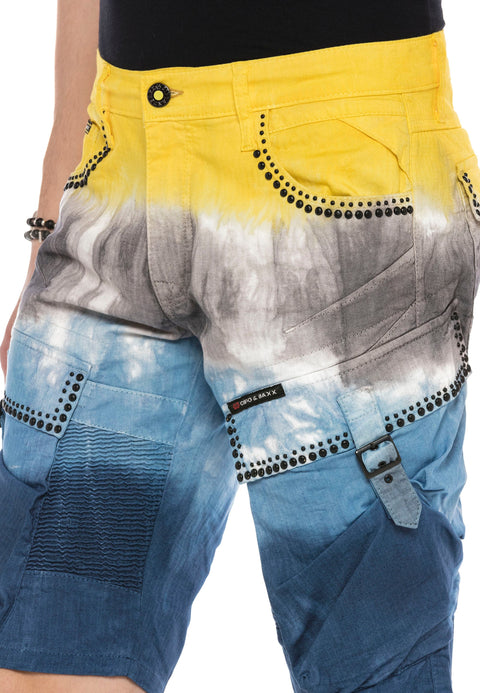CK211 Cargo Buckle Pocket Denim Capri Shorts