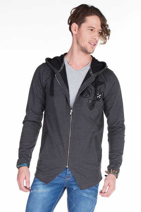 CL238 Embroidered Hooded Long Men's Sweatshirt