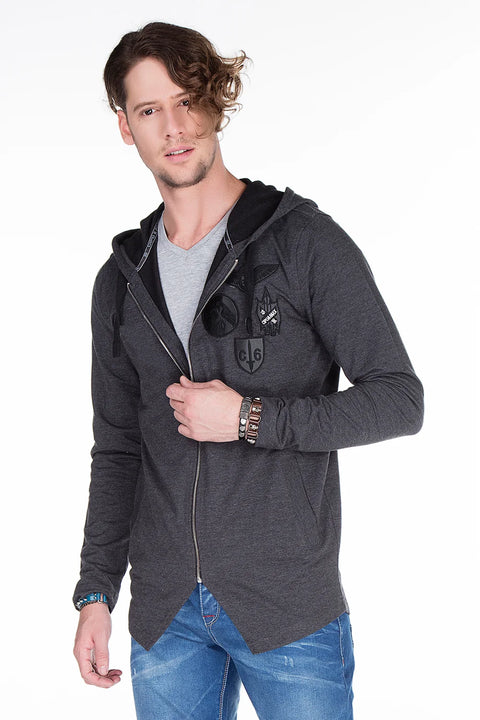 CL238 Embroidered Hooded Long Men's Sweatshirt