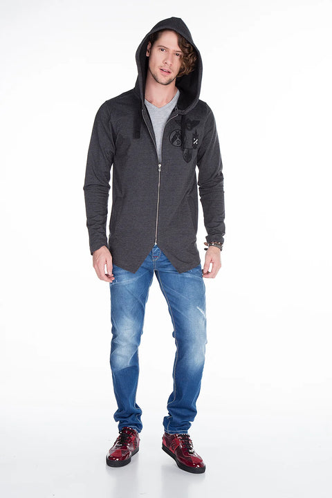 CL238 Embroidered Hooded Long Men's Sweatshirt