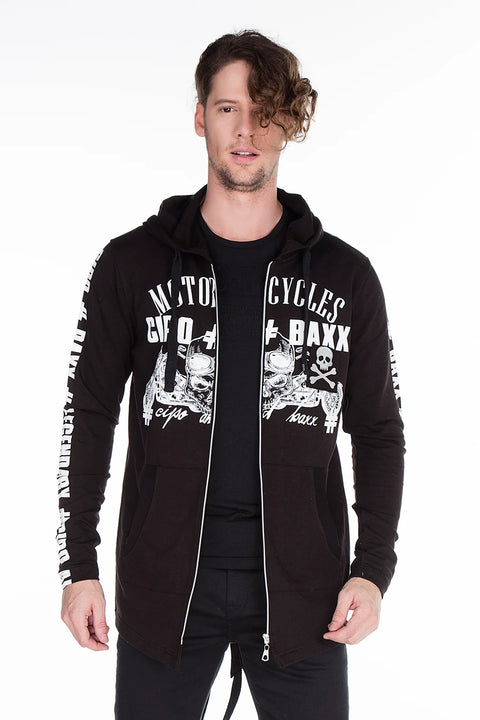 CL239 Skull Printed Hooded Long Sweatshirt