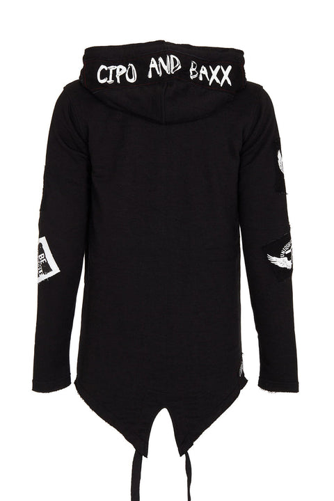 CL240 Appliqued Hooded Long Men's Sweatshirt