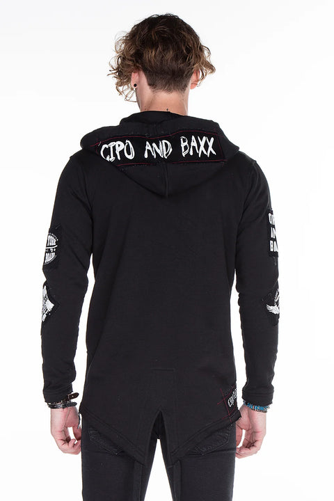 CL240 Appliqued Hooded Long Men's Sweatshirt