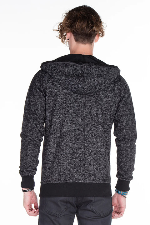 CL251 Leather Piece Hooded Thin Men's Sweatshirt