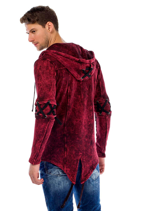 CL257 Lace-Up Hooded Zippered Men's Sweatshirt