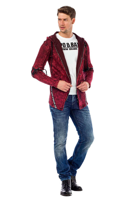 CL257 Lace-Up Hooded Zippered Men's Sweatshirt