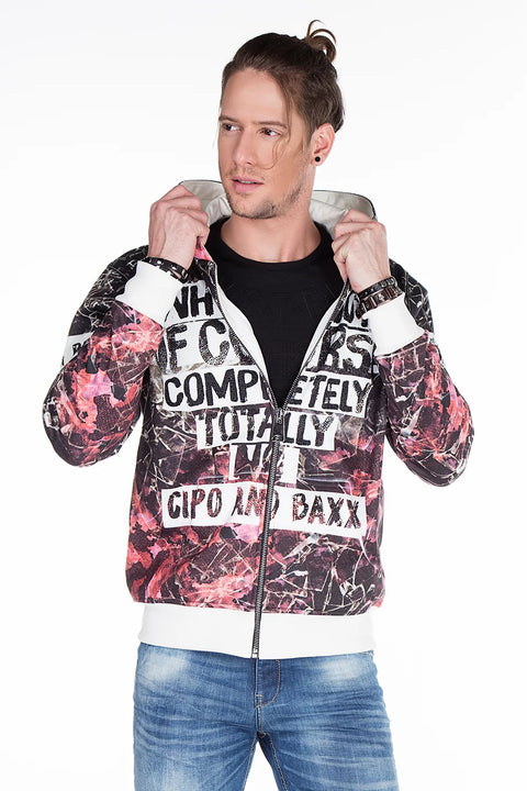 CL270 Wash Pattern Printed Men's Hooded Sweatshirt