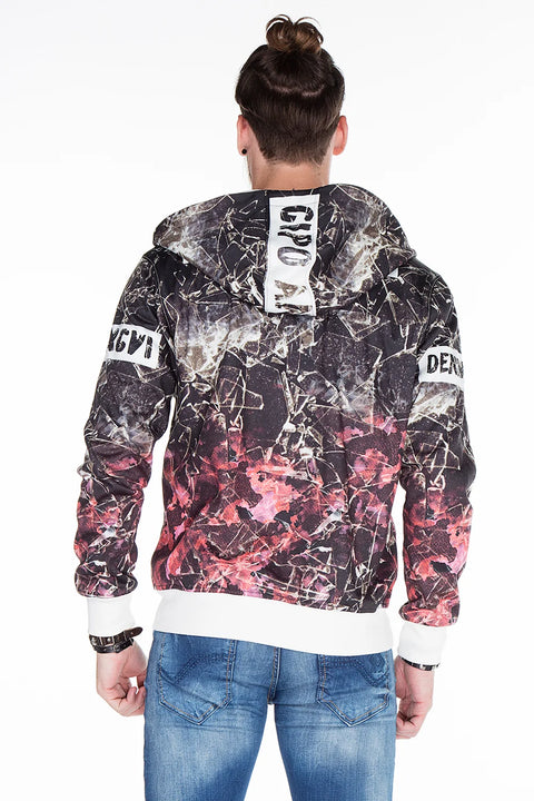 CL270 Wash Pattern Printed Men's Hooded Sweatshirt
