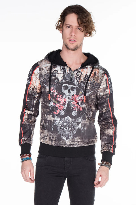 CL272 Gothic Style Skull Printed Men's Sweatshirt