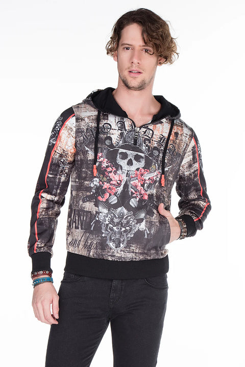 CL272 Gothic Style Skull Printed Men's Sweatshirt
