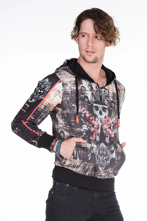 CL272 Gothic Style Skull Printed Men's Sweatshirt