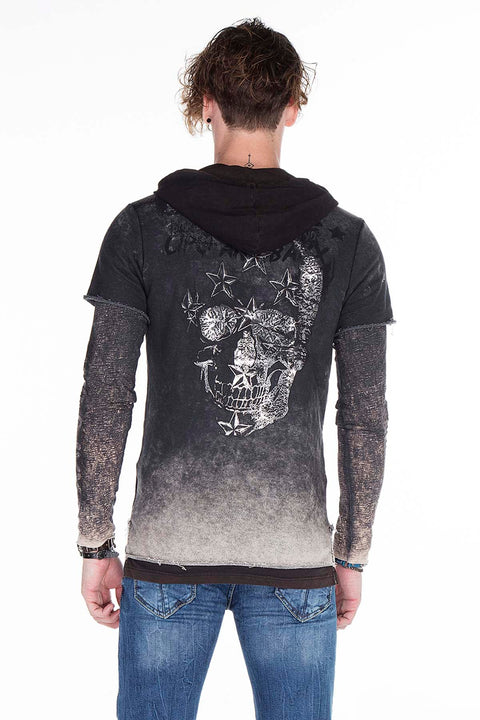 CL279 Printed Stone Embroidered Men's Hooded Sweatshirt