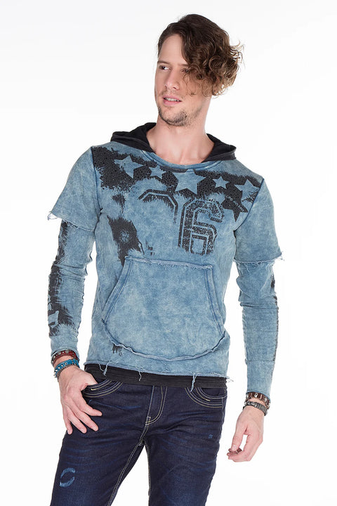 CL279 Printed Stone Embroidered Men's Hooded Sweatshirt