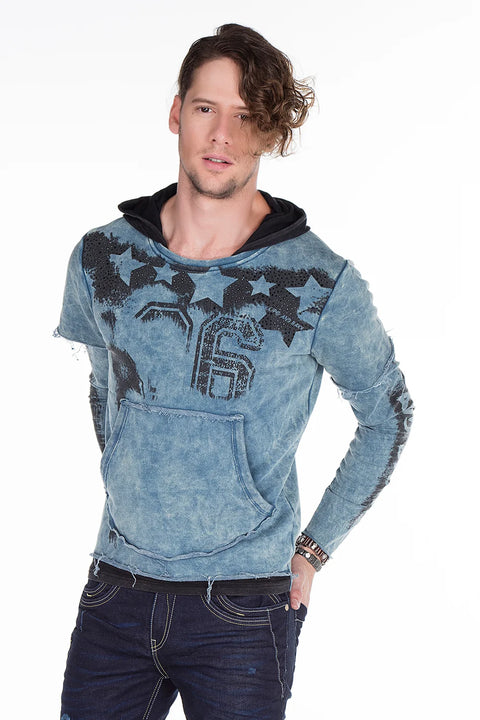 CL279 Printed Stone Embroidered Men's Hooded Sweatshirt