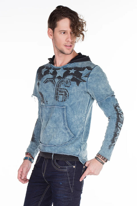 CL279 Printed Stone Embroidered Men's Hooded Sweatshirt