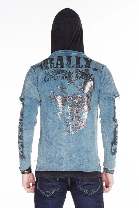 CL279 Printed Stone Embroidered Men's Hooded Sweatshirt